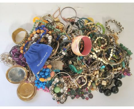 Costume Jewellery - Stratton compact, Czech glass beads, gold plated bracelets, beads, earrings, necklaces etc 