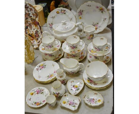 A Royal Crown Derby Posies six setting tea set inc cake and bread plates, cups, saucers, teapot etc