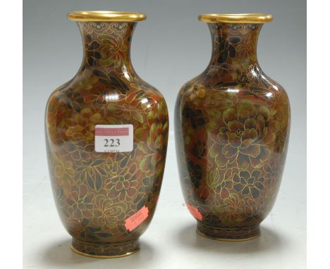 A pair of modern cloisonne enamel vases