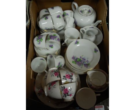 An early 20th century continental porcelain part tea service together with a Royal Vale part tea service 