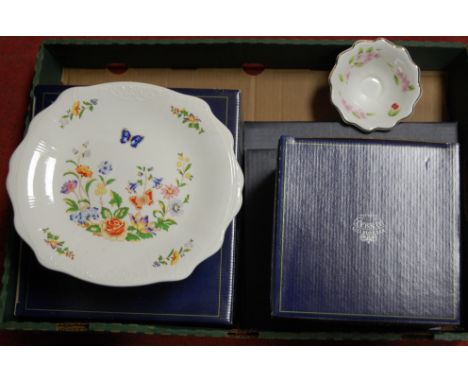 An Aynsley Cottage Garden pattern comport together with Royal Worcester Evesham pattern hors d'houeuvre dish, and various oth