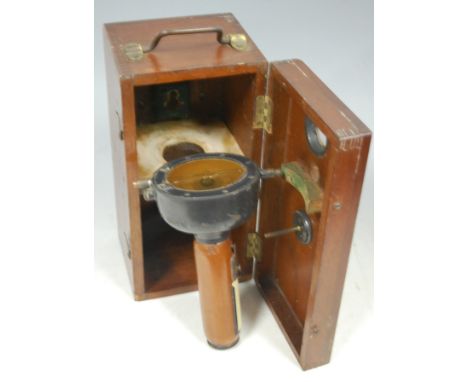 A mahogany cased Sestral hand bearing compass by Captain OM Watts Ltd of London