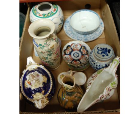An 18th century Worcester blue & white bowl (a/f) together with various other 19th century and later china wares to include C