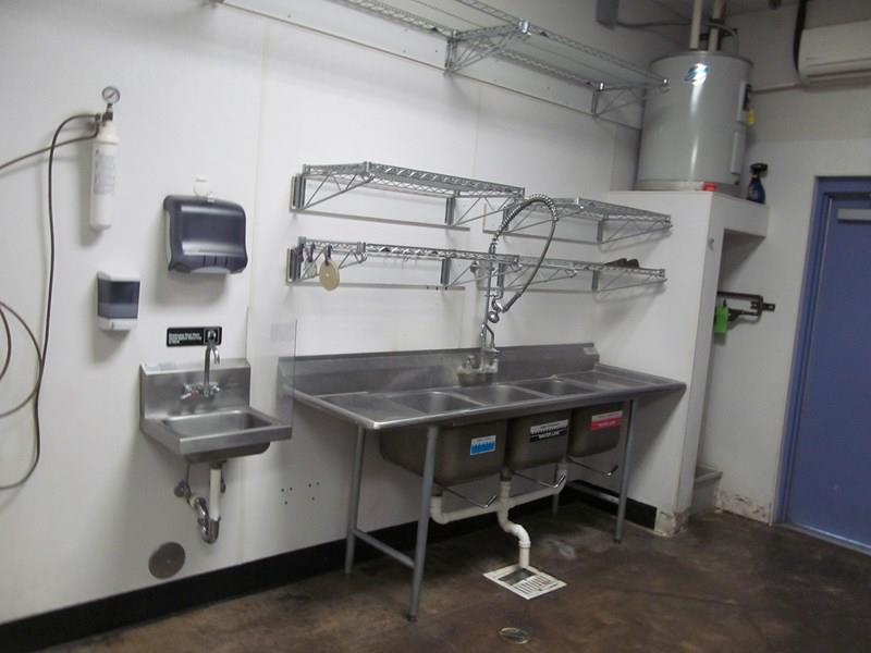 Three Compartment Sink With Overhead Sprayer