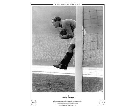 Autographed BOBBY BROWN 16 x 12 Limited Edition - B/W, depicting the Rangers goalkeeper making a comfortable save at Tynecast