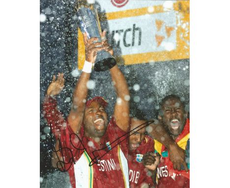 Brian Lara signed 10x8 colour photo Trinidadian former international cricketer widely acknowledged as one of the greatest bat