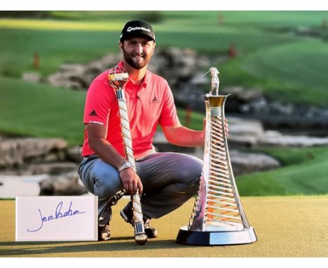 Golf, Jon Rahm signed and mounted colour presentation photograph, approx 12x16 Rahm was the number one golfer in the World Am