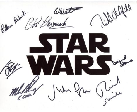 Star Wars 8x10 photo signed by NINE actors who were in the films, including 2nd Unit Director Bill Westley, Julian Glover, Ri