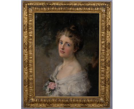 Marie Miles, head and shoulders portrait of a young woman (Margaret Agnata Pollock), oil on canvas, signed and dated 1901, 61