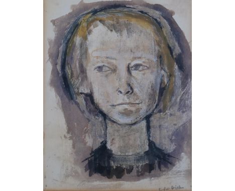 Edward Dicks (1928 - 2012), head portrait of a boy, watercolour, signed, 29cm x 22cm, framedEven paper discolouration 