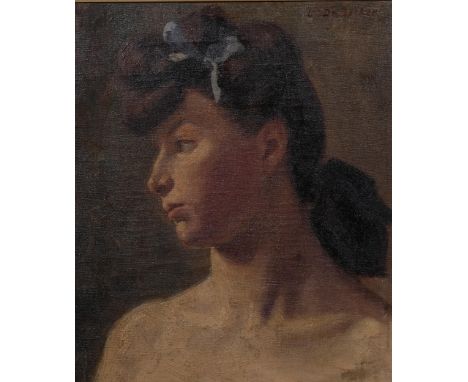 L de Becker, head and shoulders portrait of a girl, oil on canvas, signed, 30cm x 25cm, framedGood condition, no canvas damag