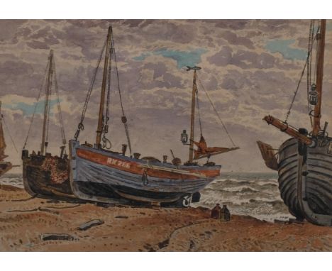 William Warden (1908 - 1982), waiting for the tide, watercolour, signed, 26cm x 37cm, framed, provenance: directly from the a