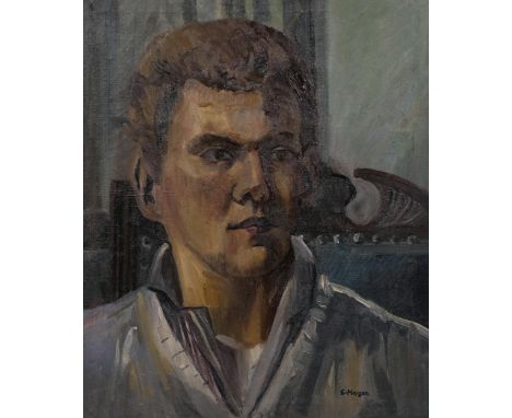 E Morgan, portrait of a man, circa 1960s, oil on canvas, signed, 60cm x 50cm, framedGood condition, a few very tiny paint chi