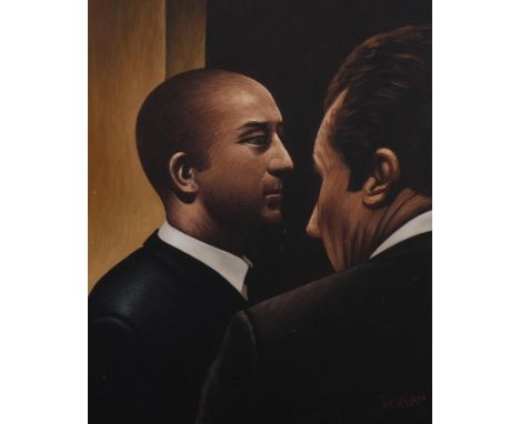 Graham Mckean (born 1962), on the door, oil on canvas, signed, 50cm x 41cm, framedGood condition with several surface spot ma