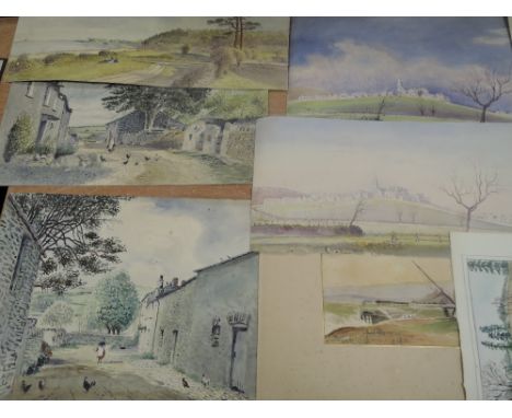 Astbury Jackson, (19th century), a watercolour, Bardsea, signed and dated (18)78, 23 x 50cm,  a similar watercolour, and a se