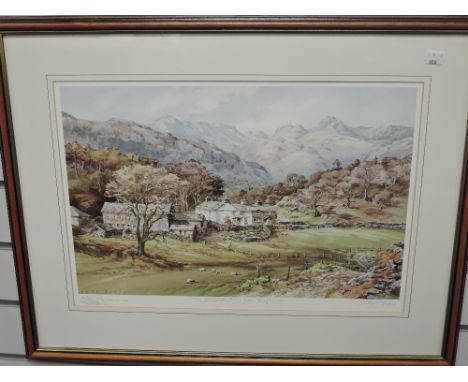 Judy Boyes, (20th century), after, a print, The Langdale Pikes from Loughrigg, signed, 35 x 50, mounted framed and glazed, 55