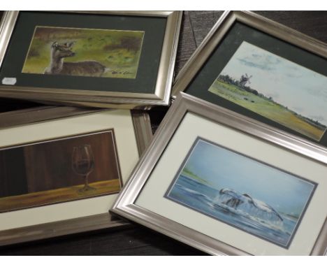 Peter K Graham, (contemporary), four oil paintings, East Anglia Skyline, and Visit from the Deep, each signed and attributed 