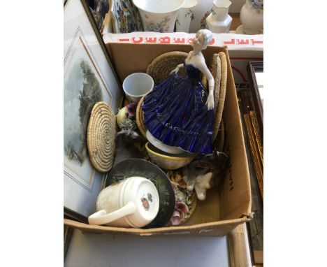 BOX POTTERY AND  A PRINT ETC.    T3