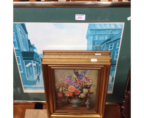 2 SMALL OILS AND A TOM DODSON PRINT