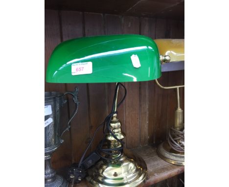 GREEN SHADE BRASS READING LAMP