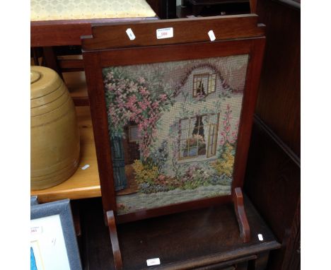 A TAPESTRY FIRE SCREEN  H68CM