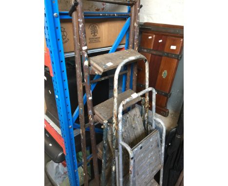 3 SETS OF METAL STEP LADDERS