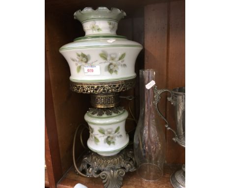 GLASS AND METAL REPRO ELECTRIC 'OIL' LAMP. 45CM