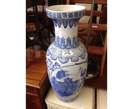 A BLUE AND WHITE STICK STAND   H63CM