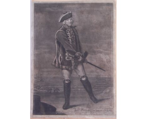 John Faber Jnr after David Morier - Study of John Pixley from Ipswich in Suffolk, uncoloured mezzotint, dated 1749, 35 x 25cm