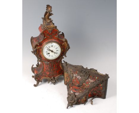 A mid-19th century French boulle and gilt metal bracket clock, with probably associated bracket, the swept Rococo case of wai