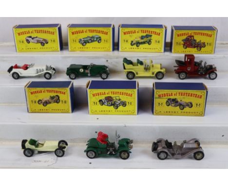 Seven boxed Matchbox Lesney Models Of Yesteryear to include : Y-7 Mercer 1913 Raceabout Type 35J, Y-2 1911 Renault, Y-16 Spyk