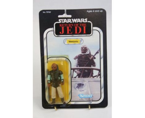 Star Wars - Original carded Kenner Return of the Jedi Weequay figure, bubble split to bottom and slight discolouring with acc