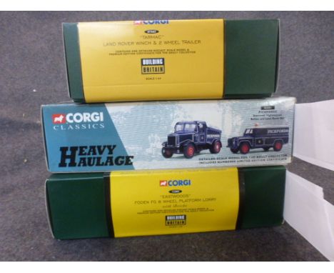 Two boxed Corgi Premium Edition Building Britain diecast models to include 1:50 Eastwoods Foden (12302) and 1:43 Tarmac Land 