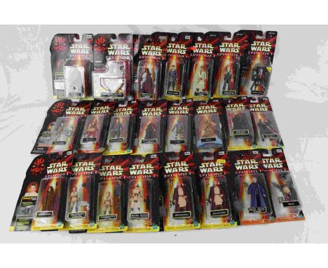 Star Wars - Collection of 23 carded Hasbro Episode 1 Comm Tech Chip figures including Jar Jar Binks, Anakin Skywalker with Cl