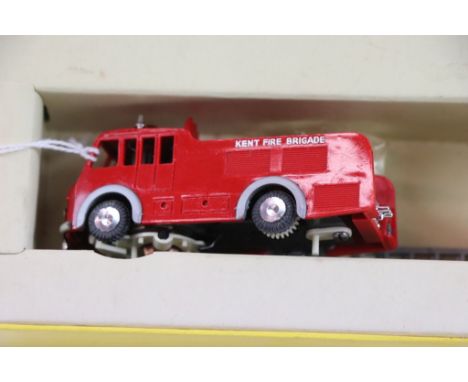 Two boxed Triang Minic Motorways vehicles to include M1545 Double Decker Bus and Kent Fire Service Fire Engine