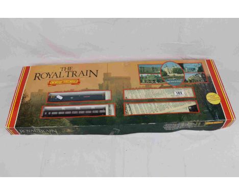 Boxed Hornby OO gauge R557 The Royal Train with The Queen Mother Engine and 3 x coaches 