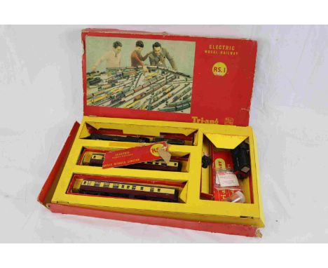 Boxed Triang OO gauge RS1 train set with Princess Victoria locomotive and rolling stock, box tatty, plus a Triang R253 Dock A