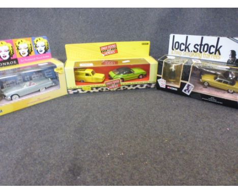 Three boxed Film/TV diecast Corgi models to include BBC Only Fools &amp; Horses Ford Capri &amp; Reliant Regal Super Van CC99