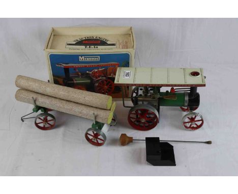 Boxed Mamod TE1a Steam Tractor with accessories plus a Mamod log trailer with 3 x foam logs ( Tractor showing corrosion in pl