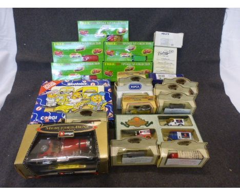 Collection of 21 boxed diecast models to include 12 x Lledo, 2 x Corgi, Burago (box plastic damaged), Readers Digest, 5 x Mat