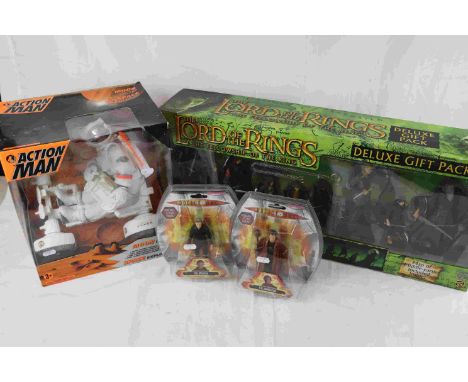 Boxed ToyBiz Lord of the Rings Deluxe Gift Set complete with 9 figures plus a boxed Action Man Moon Rake5r Space Explorer and