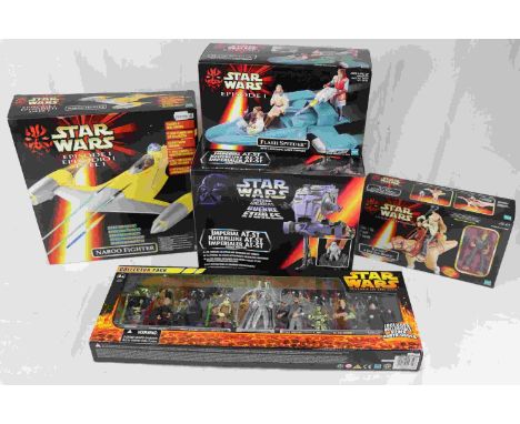 Star Wars - Five boxed Hasbro and Kenner figure and vehicle/accessory sets to include Revenge of the Sith Collectors Pack, La