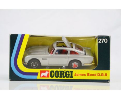Boxed Corgi 270 James Bond DB5 diecast model with ejector figure x 2, and secret instructions, diecast nr mint, box vg