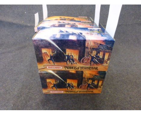 Seven boxed Matchbox Models of Yesteryear Fire Engine Series to include YSFE01, YFE01, YFE04, YFE05, YFE03, YFE02,YFE06
