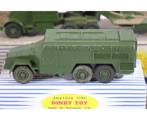 Six boxed Dinky diecast models to include 651 Centurion Tank, 661 Recovery Tractor, 660 Tank Transporter all in original boxe
