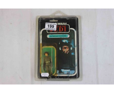 Star Wars - Original carded Kenner Star Destroyer Commander figure, split to bottom of bubble, discoloured, complete with acc