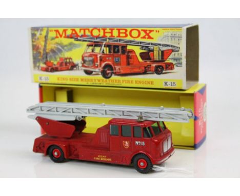 Boxed Matchbox Lesney K15 King Size Merryweather Fire Engine in excellent condition, box vg
