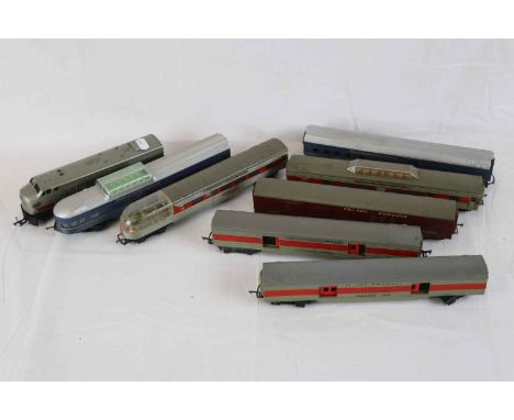 Seven items of Traing OO gauge rolling stock plus Triang engine, features Transcontinental examples