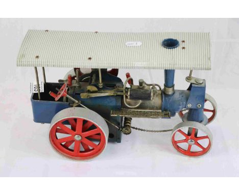 Wilesco Steam Tractor in blue with red, vg overall