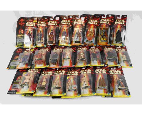 Star Wars - Collection of 23 carded Hasbro Episode 1 Comm Tech Chip figures including Jar Jar Binks, Anakin Skywalker with Cl